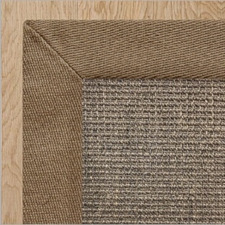 Heavy Ribbed Granite Sisal with 2 Inch Butterscotch Linen Border 3.4(L) x 2.3(W)